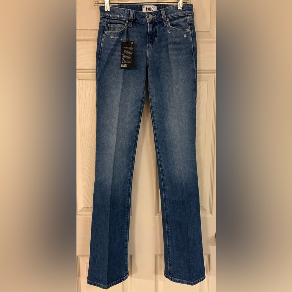 NWT Paige Sloane Modern Low Rise Slim Trouser Denim Jeans Size 24 Women’s Blue